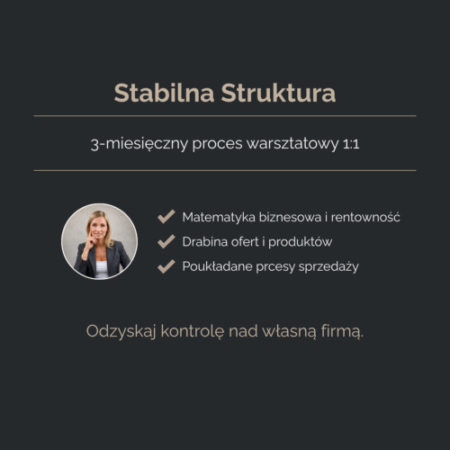 Warsztaty strategiczne 1:1 - układanie procesu sprzedaży i oferty, program Stabilna Struktura.